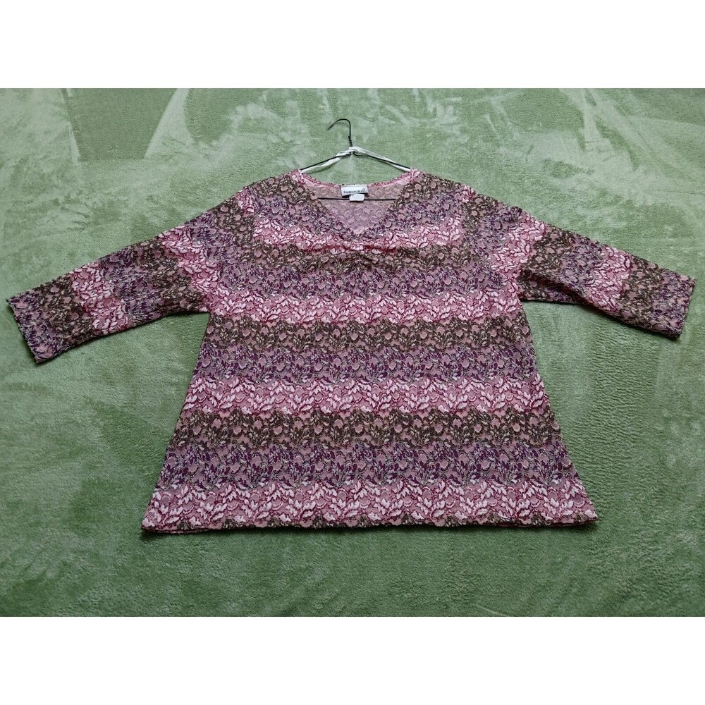 Fashion Bug USA Womens 18/20 Pink Pull Over Lace Lined Round Neck Long Sleeve
